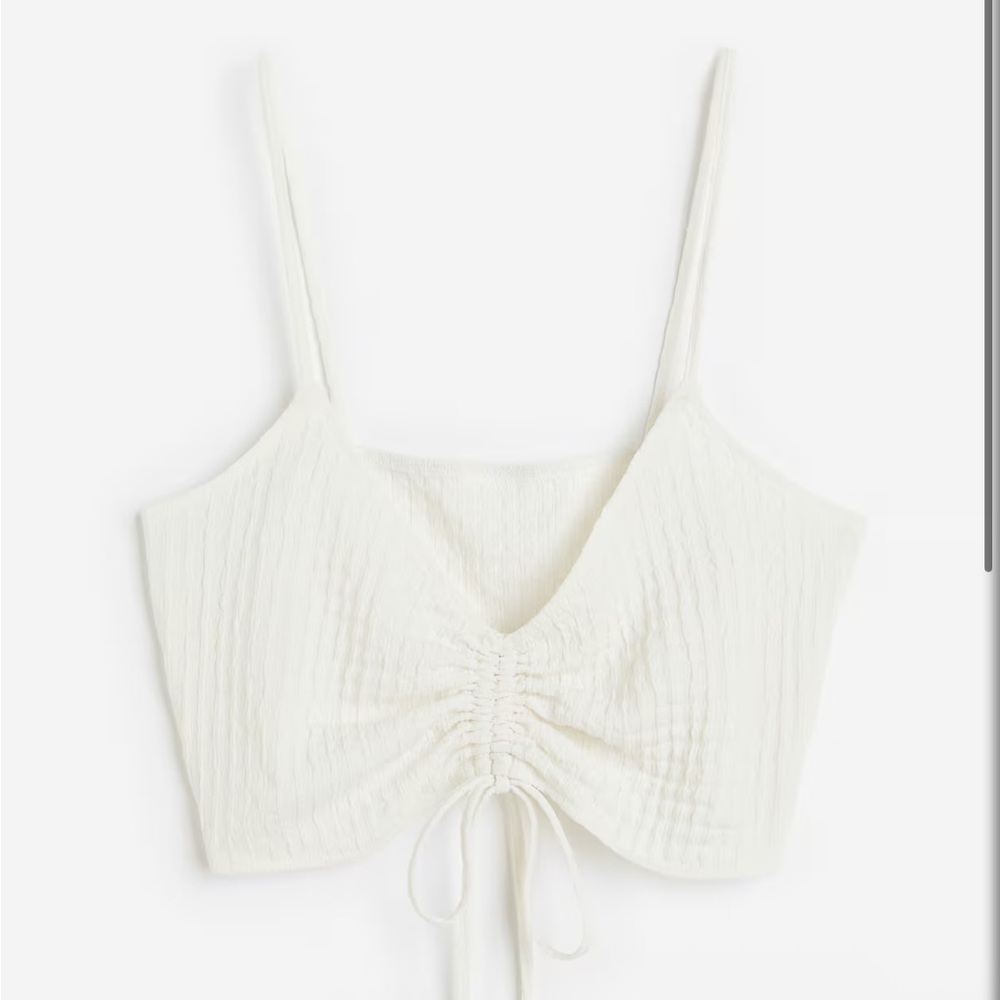 NWOT H&M White Crop Top Drawstring